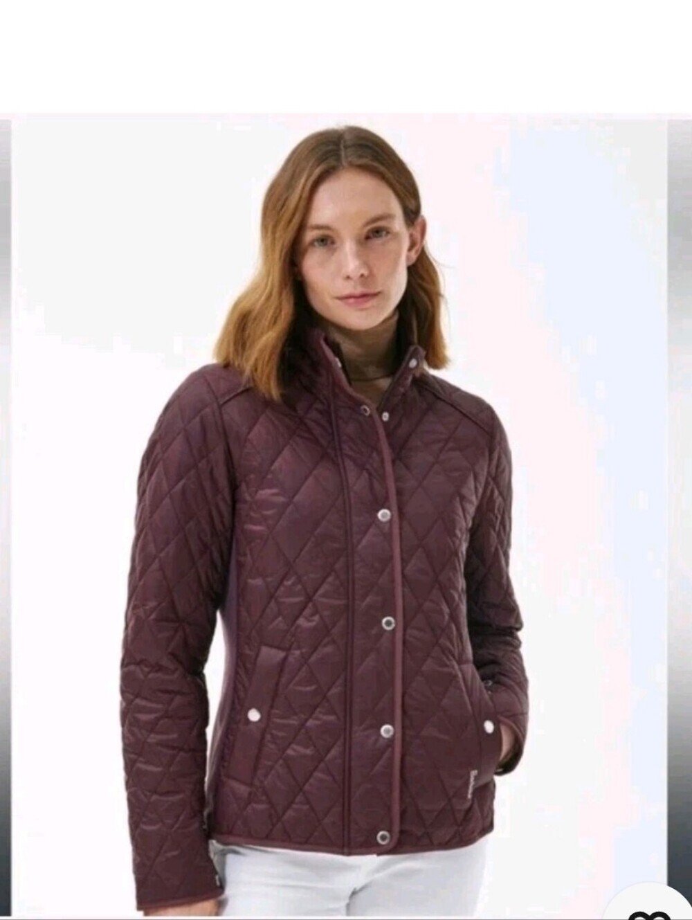 Barbour Yarrow Quilted Puffer Zip-Up Lightweight Black Cherry Jacket US Size 12 - Picture 16 of 16